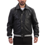 Ryder Black Varsity Style Leather Jacket - Image 2