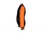 Black Varsity Letterman Jacket with Orange Sleeves - Image 9