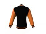 Black Varsity Letterman Jacket with Orange Sleeves - Image 5