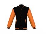 Black Varsity Letterman Jacket with Orange Sleeves - Image 13