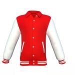 Maroon Varsity Letterman Jacket with White Sleeves
