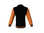 Black Varsity Letterman Jacket with Orange Sleeves - Image 6