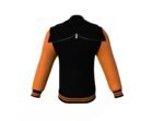 Black Varsity Letterman Jacket with Orange Sleeves - Image 7
