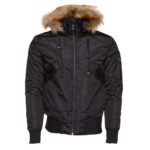 Isaac's Black Nylon Flight Jacket with Fur on Collar - Image 2