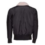 Riccardo's Black Nylon Flight Jacket with Fur Collar - Image 2