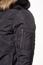 Isaac's Black Nylon Flight Jacket with Fur on Collar - Image 6