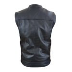 Collarless "Club Rider" Motorcycle leather Vest with zippered lining for patches - Image 2