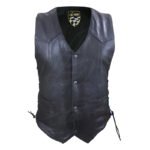 Laced Unisex Motorcycle leather vest with adjustable side laces