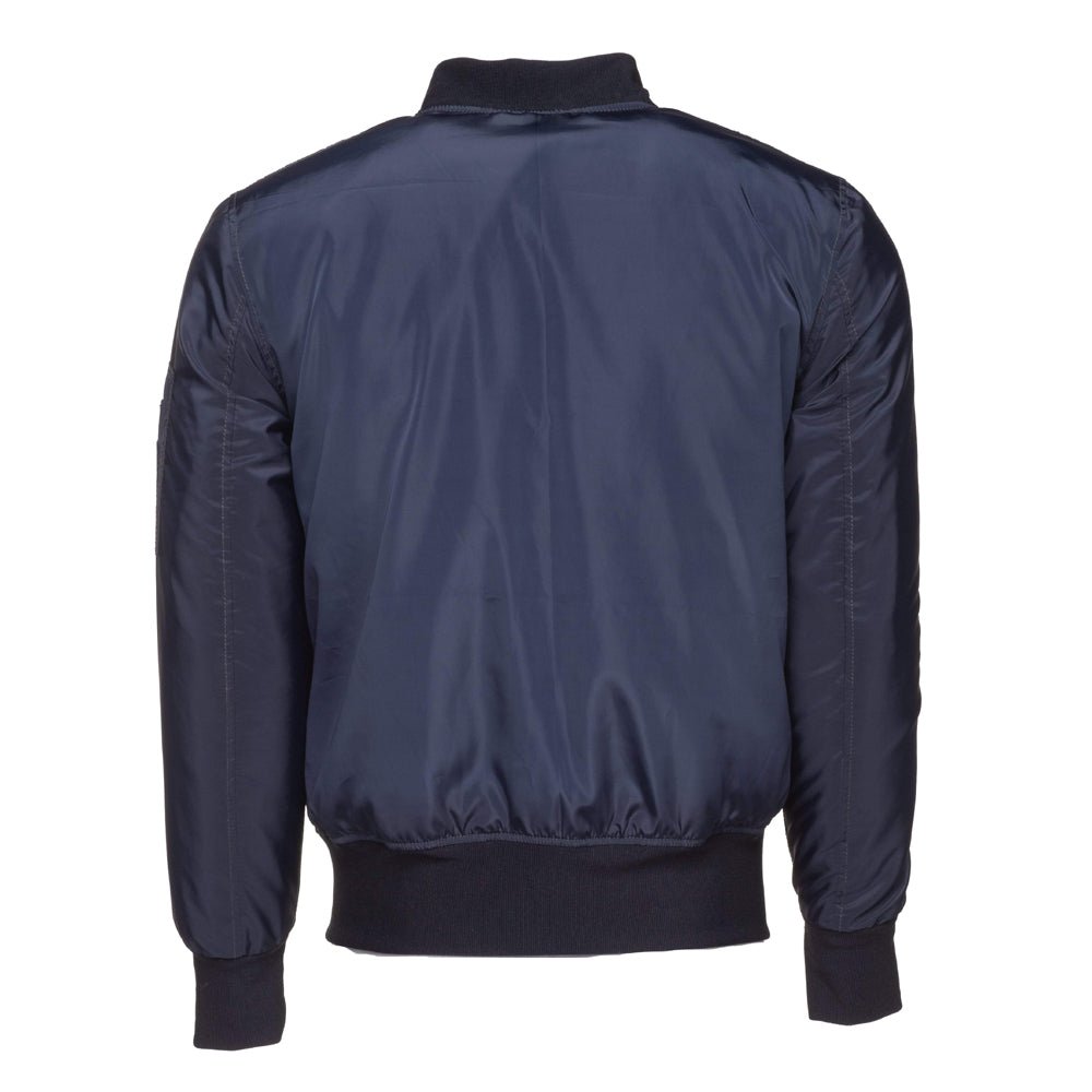 Zak_sblueNylonflightjacketwithribbedwaist.jpg Zak's blue Nylon Flight Jacket with Ribbed Waist - Image 1