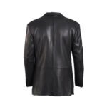 Black leather 3/4 length trench coat - Image 2