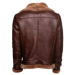 Phan's Brown Aviator bomber shearling jacket with a waist belt - Image 3